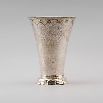 BÄGARE, silver, Lorens Stabeus, Stockholm 1764. Vikt ca 559 gram.