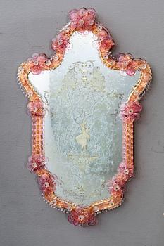 A pair of mid 20th century mirrors  from Murano, Venice Italy.