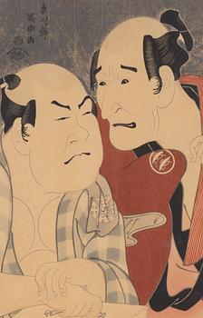 Toshusai Sharaku, after, wood cut in colours, Japan, 20th Century.