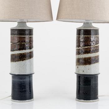 Inger Persson, table lamps, a pair, stoneware, Rörstrands Ateljé.