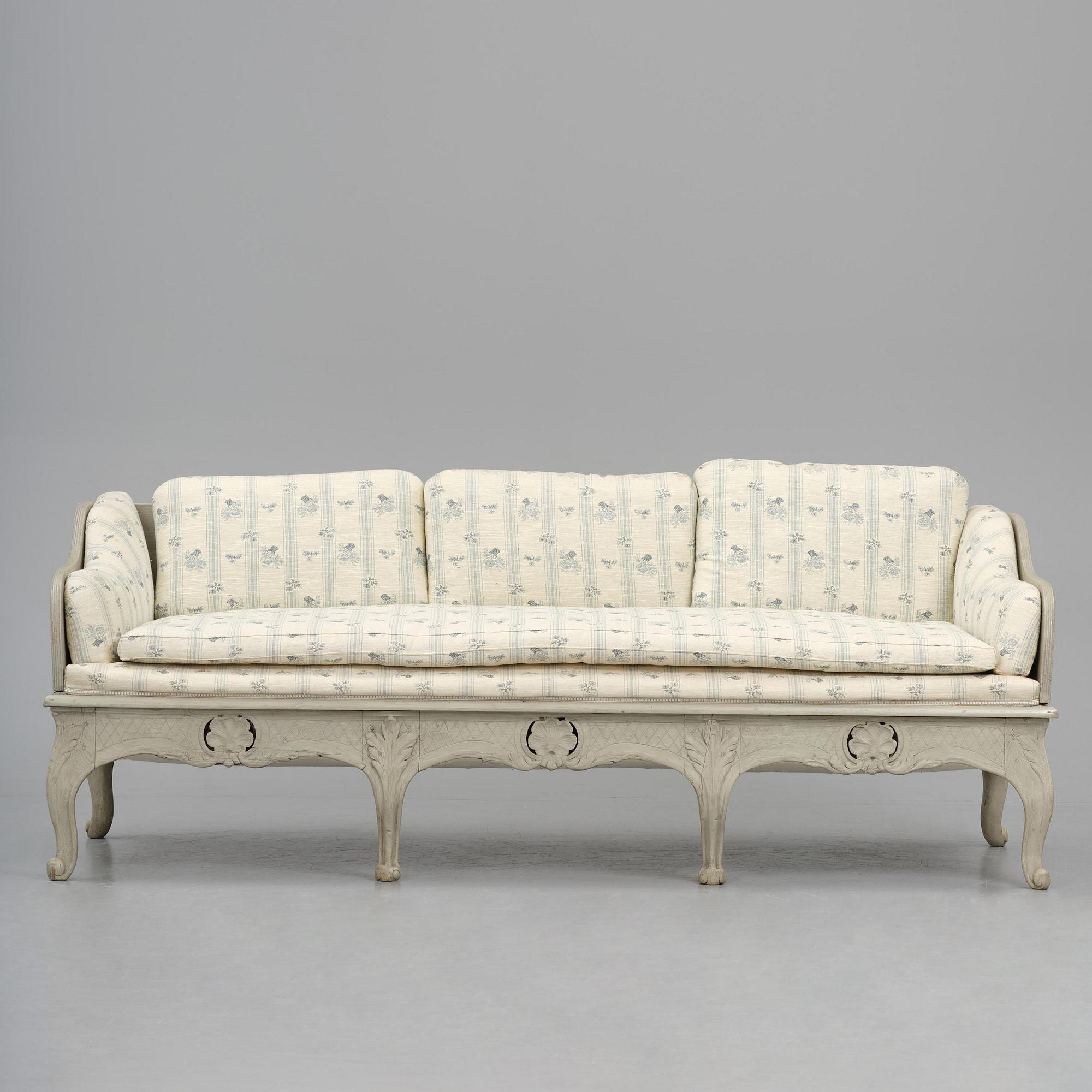 A Swedish rococo sofa, later part 18th century.