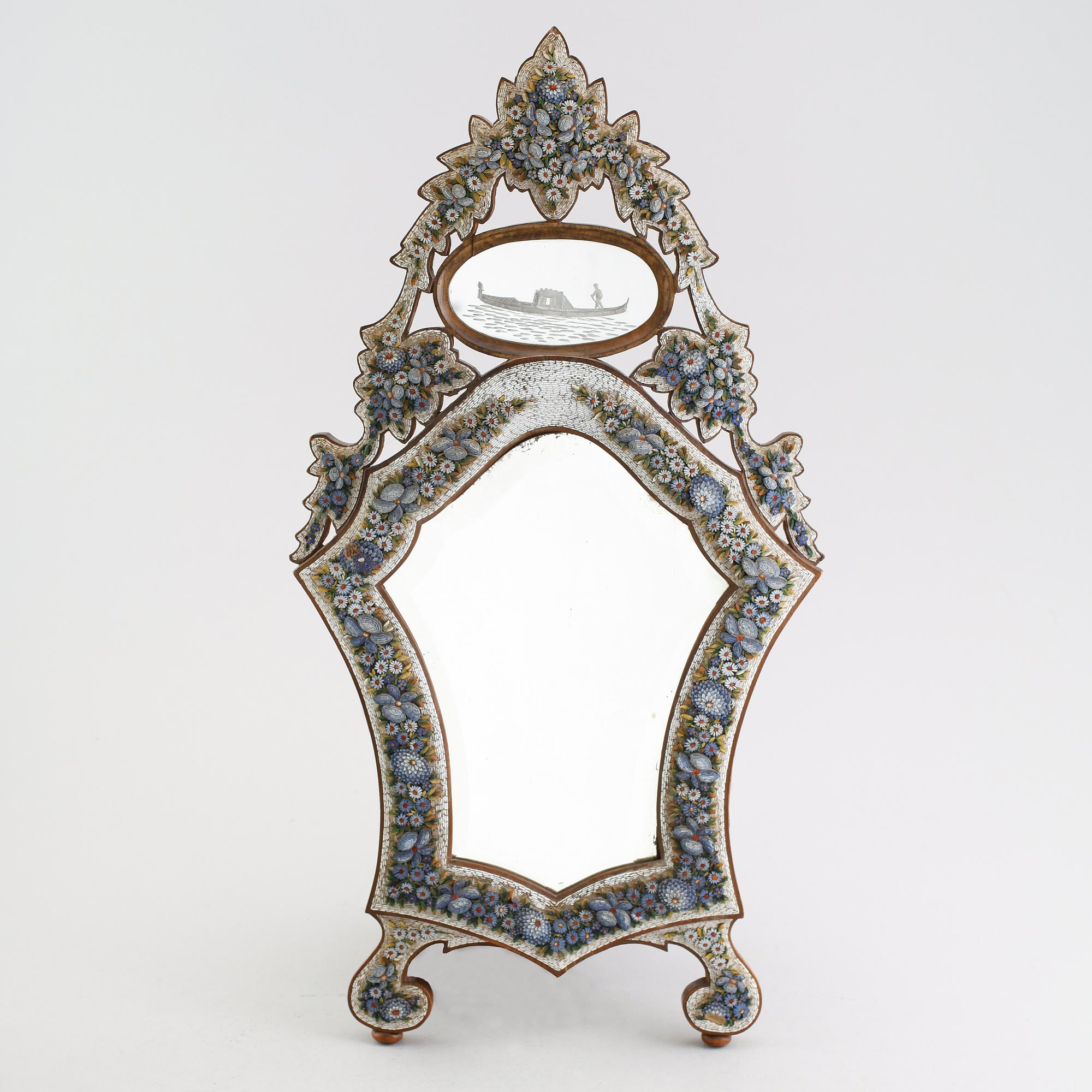 SPEGEL, mikromosaik, sent 1800-tal/tidigt 1900-tal, sannolikt Italien.