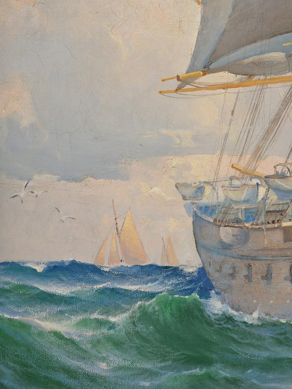 Ludvig Richarde, The steam corvette "Freja" in a lateral view.