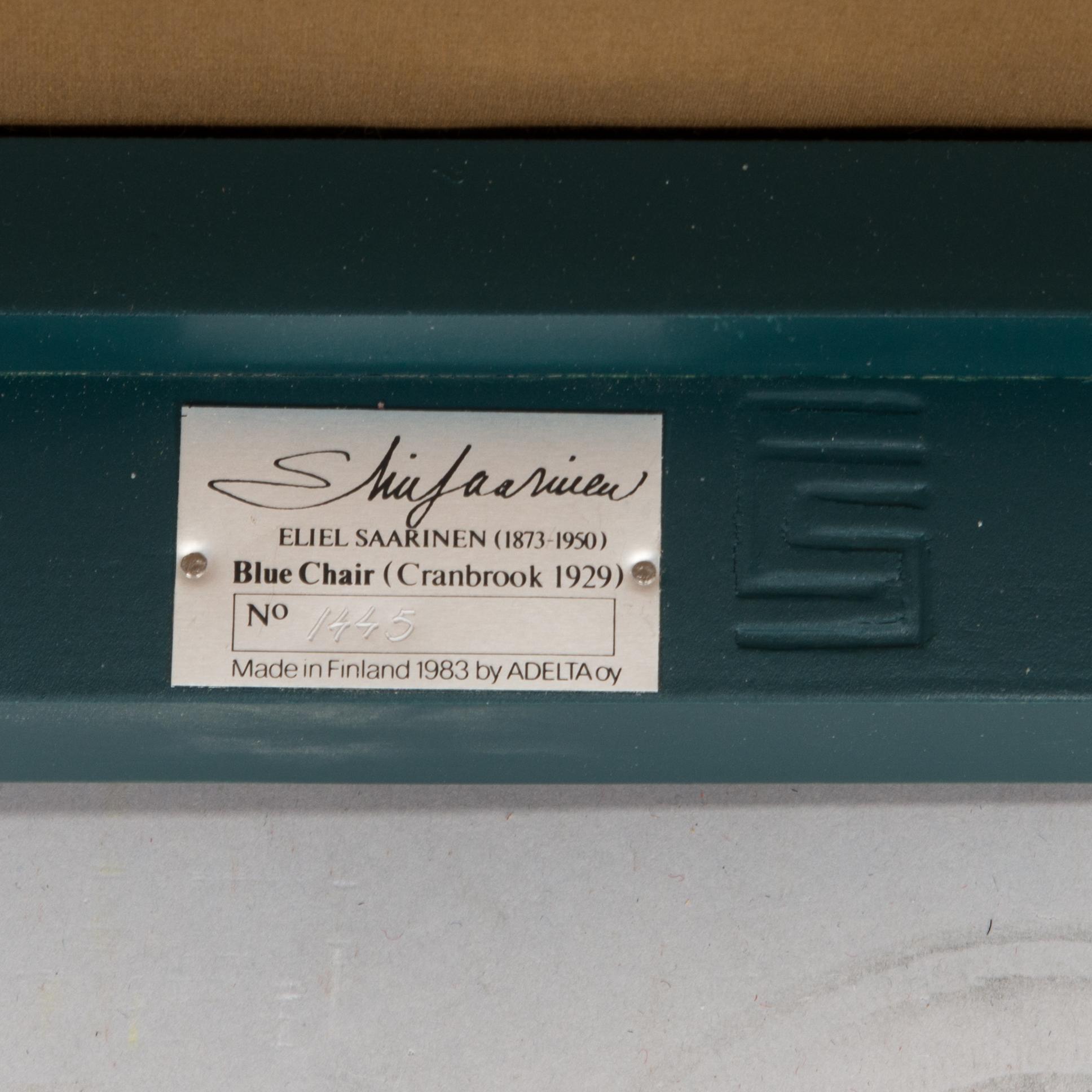 Eliel Saarinen, A pair of "The Blue Chair" armchairs Adelta, Finland 1983.