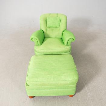 Josef Frank, armchair with footstool, model 336 late 20th century.