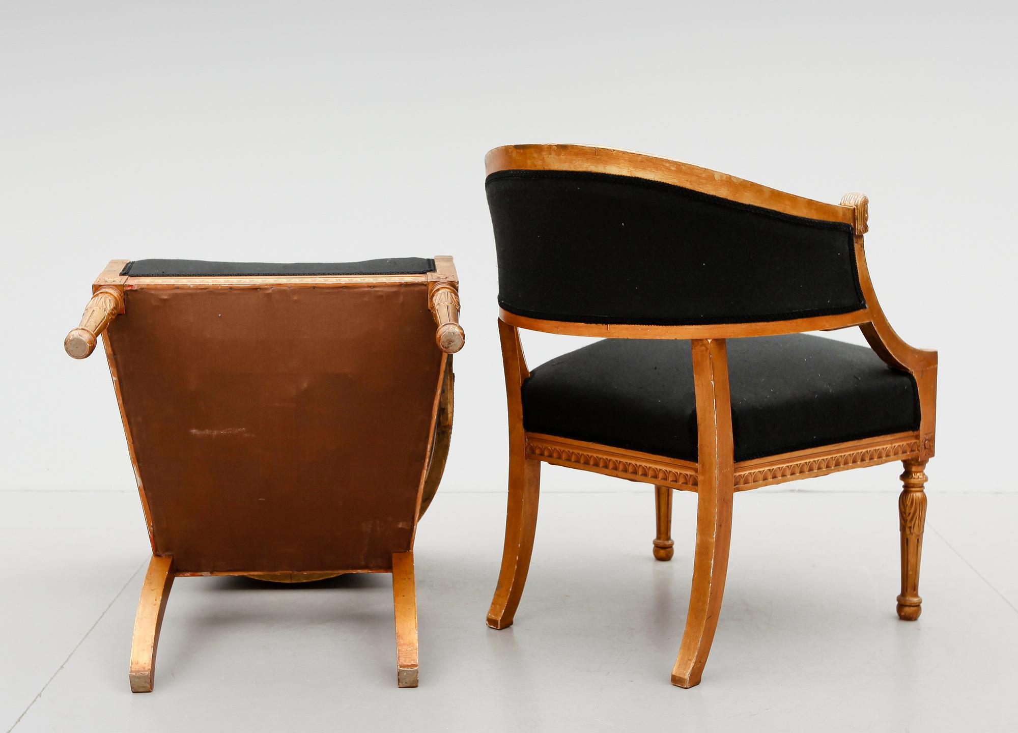 BALJFÅTÖLJER, 1 par, 1900-talets första hälft.