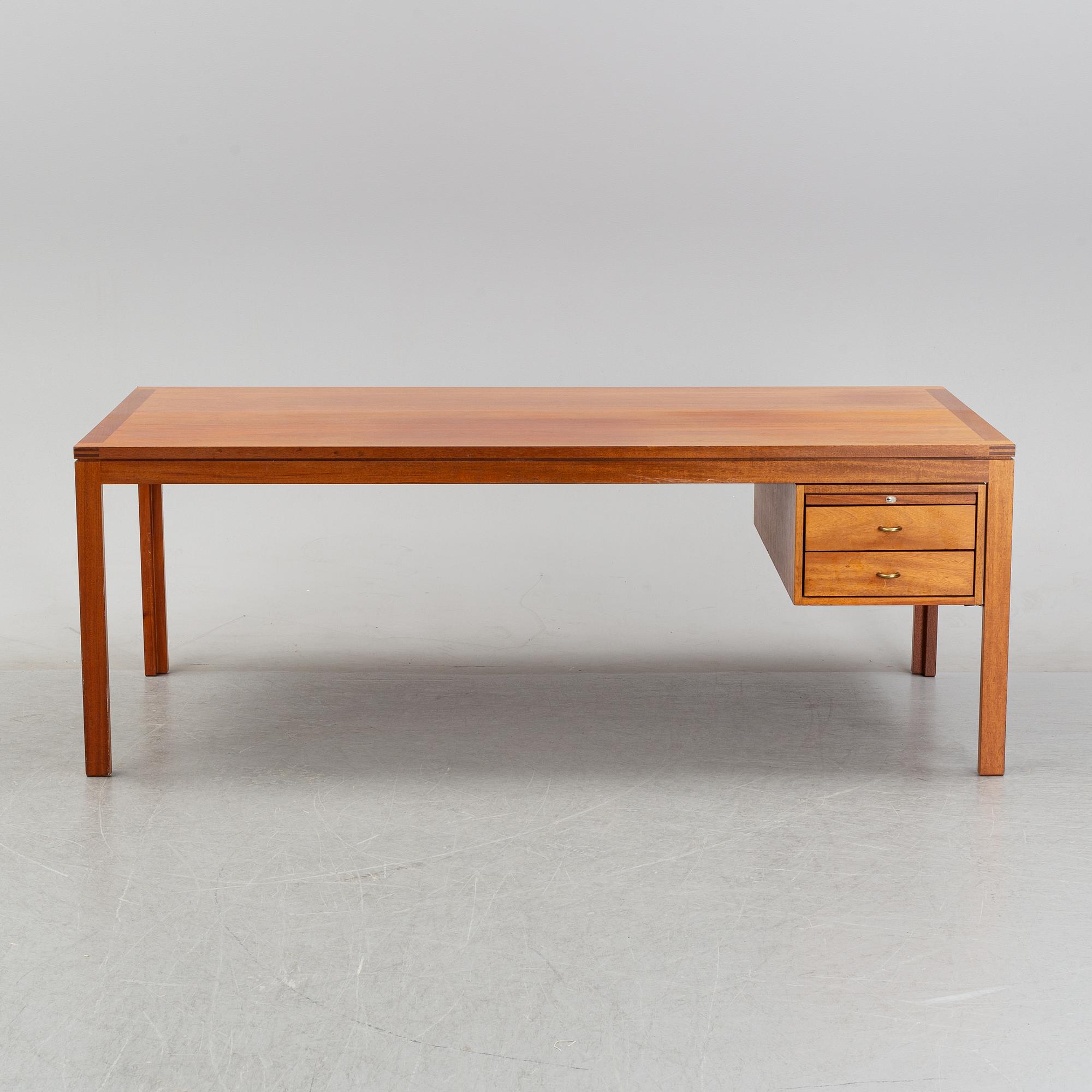 Christian Hvidt, a mahogany desk, Denmark, mid 20th century.