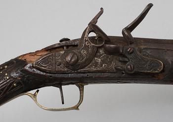 MUSKEDUNDER, flintlås, orientaliskt, 1800-tal.