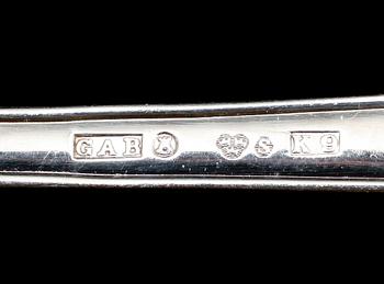 BESTICK, 47 delar, silver, gammalsvensk modell, GAB, Stockholm 1960-tal. Vikt med stålblad ca 1820 g.