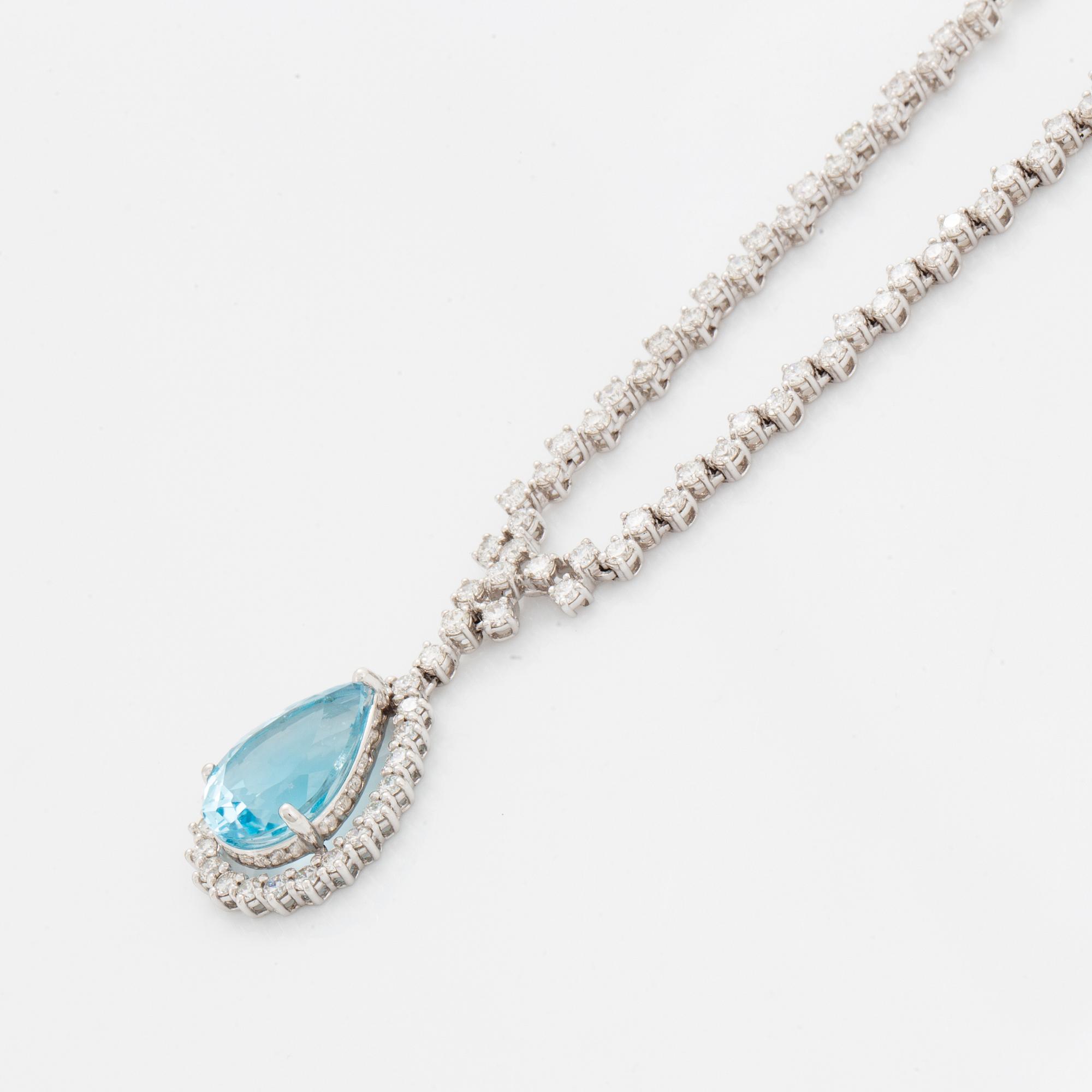 Topaz and brilliant-cut diamond necklace.