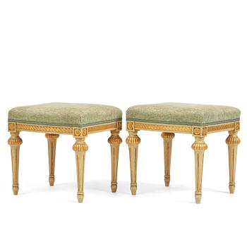 290. A pair of stools in the manner of Erik Öhrmark (master in Stockholm 1777–1813), Gustavian.