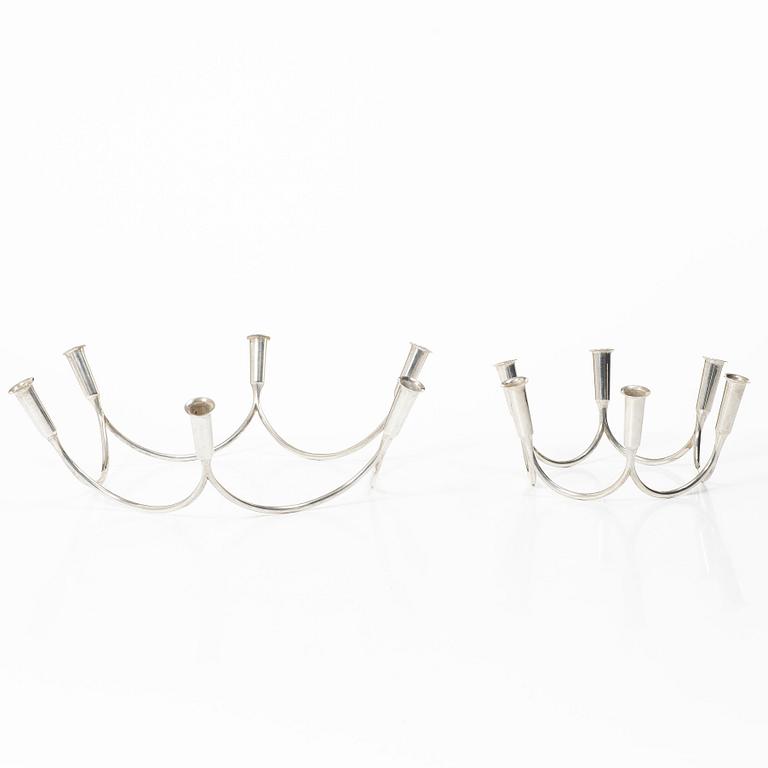 Eigil Jensen, candelabrum, 2 pieces, sterling silver, A Michelsen, Denmark, 1957–58.