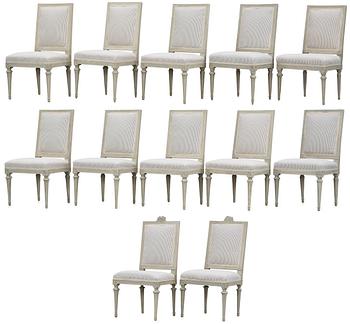 612. Twelve matched Gustavian late 18th century chairs by J. Lindgren.