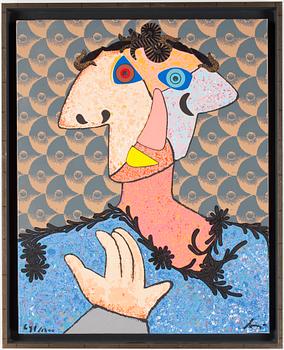 ENRICO BAJ, färglitografi på canvas, signerad och daterad 691/1200.