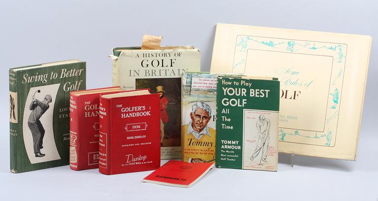 PARTI BÖCKER, 8 st, Golfböcker, 1900-tal.