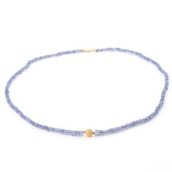 Collier och armband, med tanzaniter, lås 18K guld.
