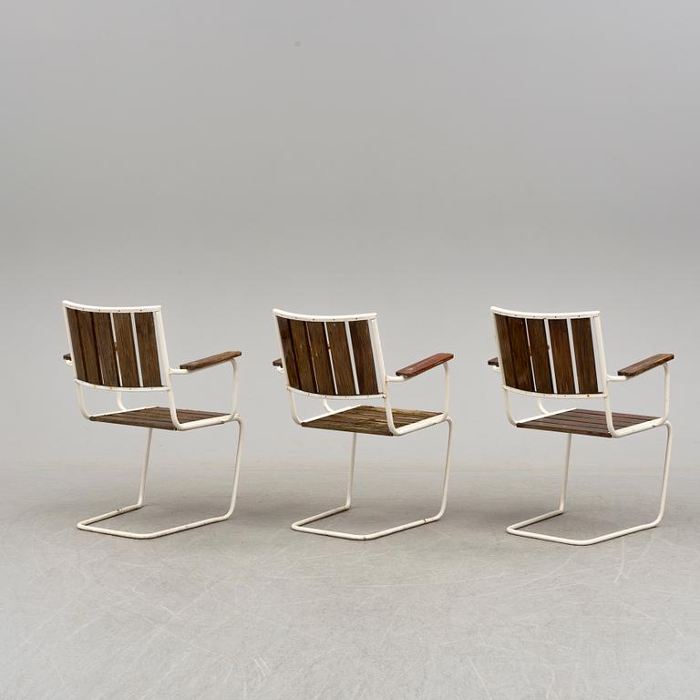 Three garden chairs, mid 20th Century.