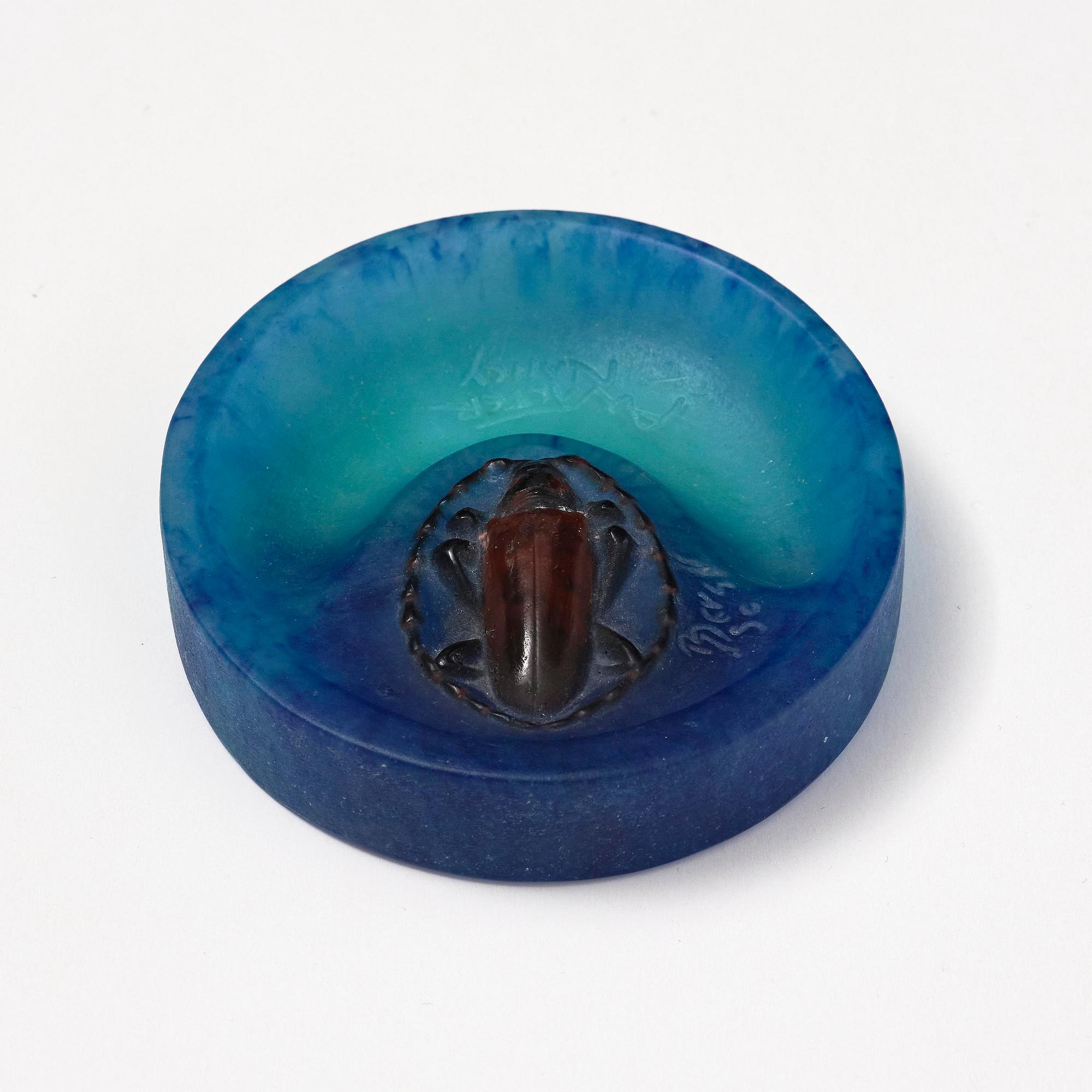 Almaric Walter, & Henri Bergé, a pâte de verre beetle ashtray, Nancy, France, early 20th century.