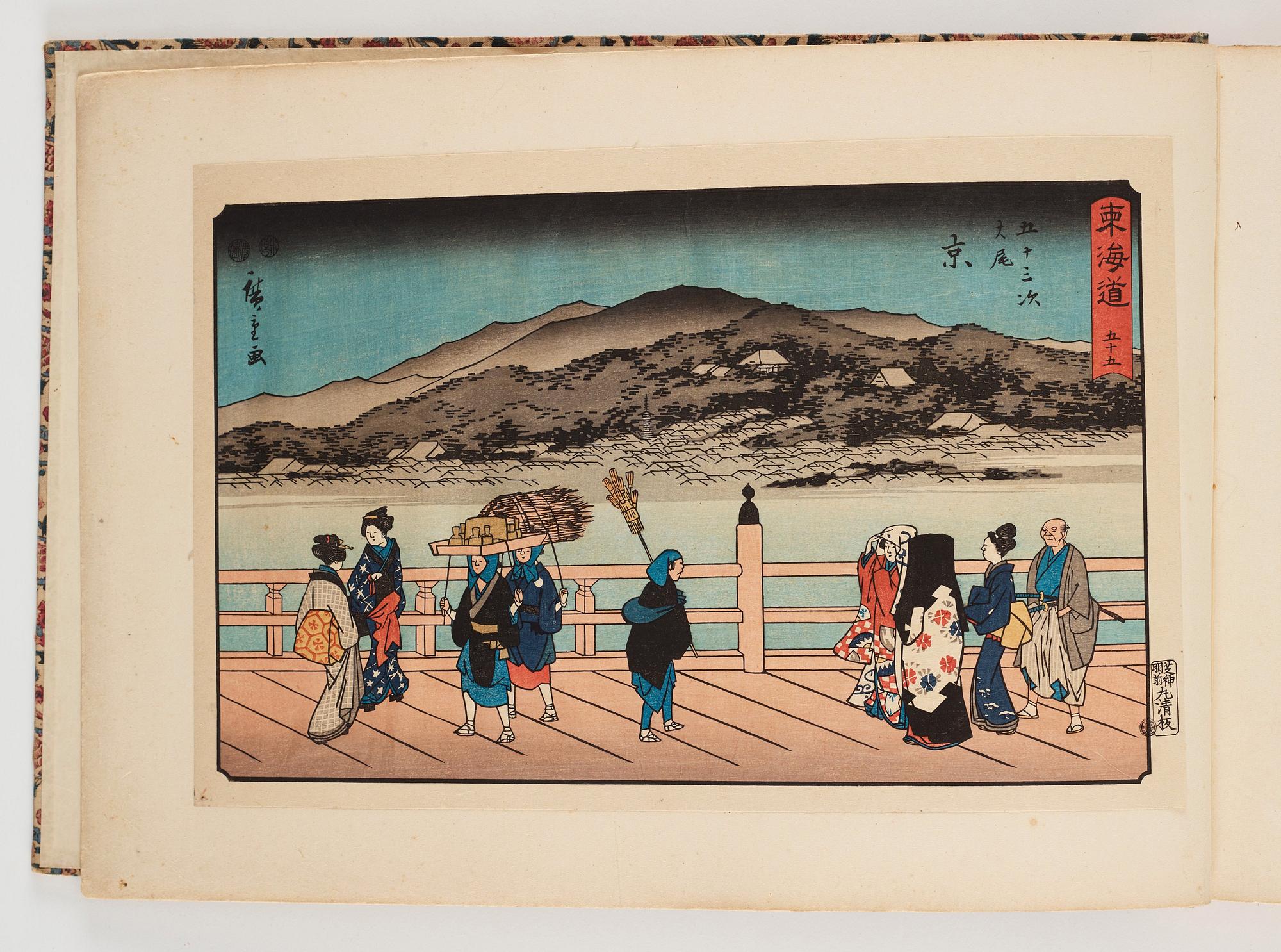 An album with Japanese woodblock prints after Ando Utagawa Hiroshige (1797-1858), mid 20th Century. (37 prints).