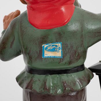 Three ceramic garden gnomes, Germany, one Heissner West Germany, second half of the 20th century.