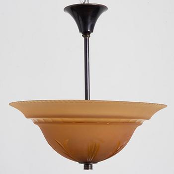 Edward Hald, taklampa, Orrefors, 1930-tal.