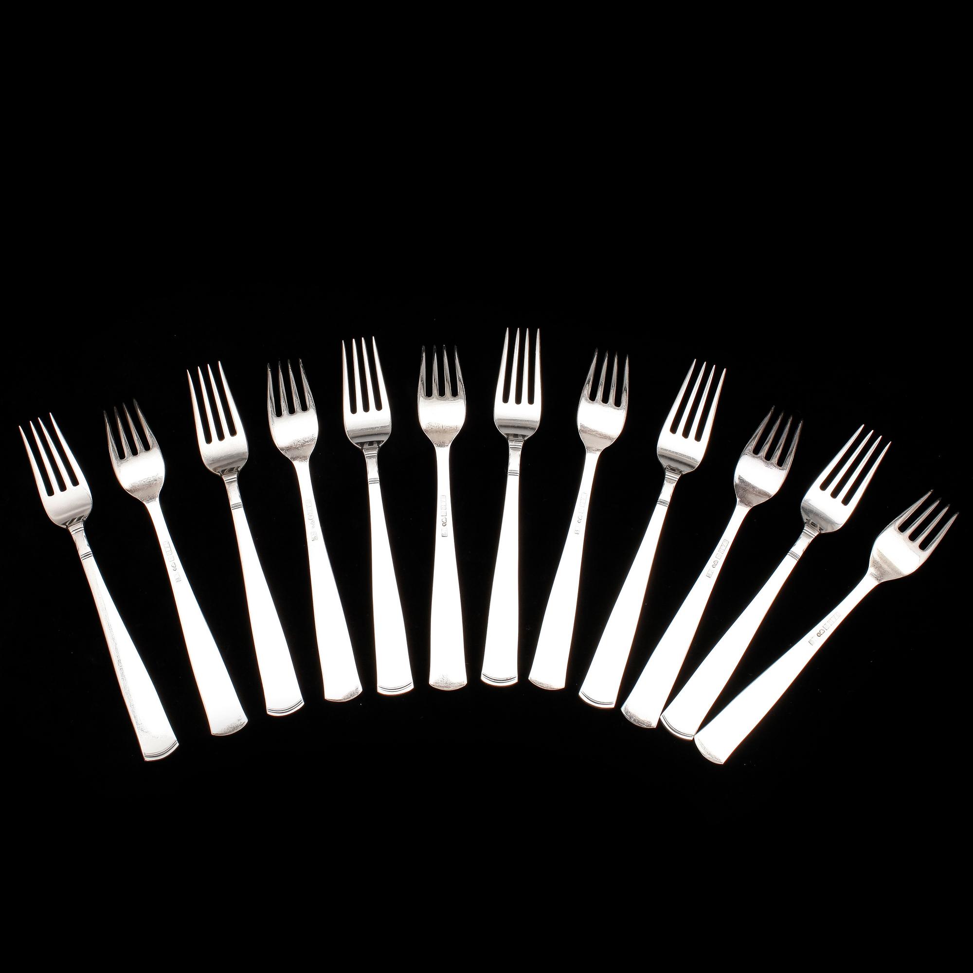 BESTICKSERVIS, 102 delar, silver, "Rosenholm", GAB, Stockholm, bland annat 1976. Vikt ca 2177g.