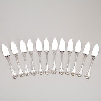 FISKBESTICK, 24 del, silver, sachsisk modell, svenska kontrollstämplar. Vikt ca 1280 gram.