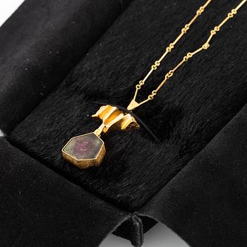 Björn Weckström, collier, 18K guld med vattenmelonturmalin, för Lapponia.