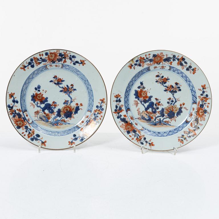 Tallrikar, 6 st, porslin, Kina, Qingdynasti, 1700-tal.