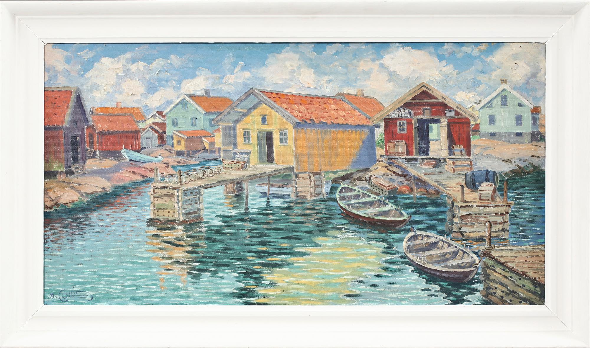 ALFRED COLLIN, olja på pannå, sign.