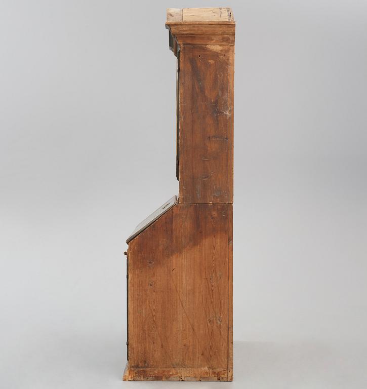 A polychrome-painted writing-cabinet attributed to J. Bäckström (1773-1837), dated 1828.