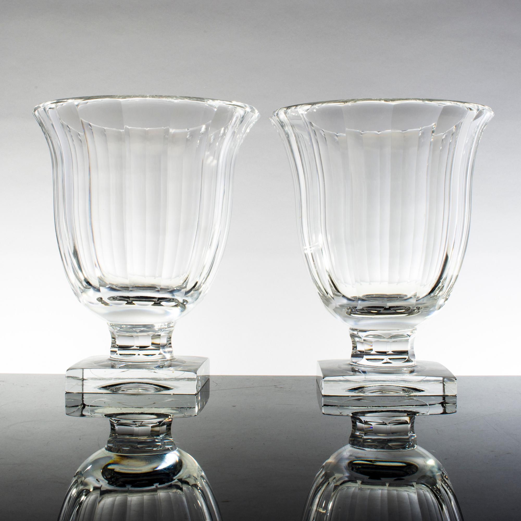 A pair of glass vases possibly by Elis Berg Kosta Boda from the first half of the 20th century.