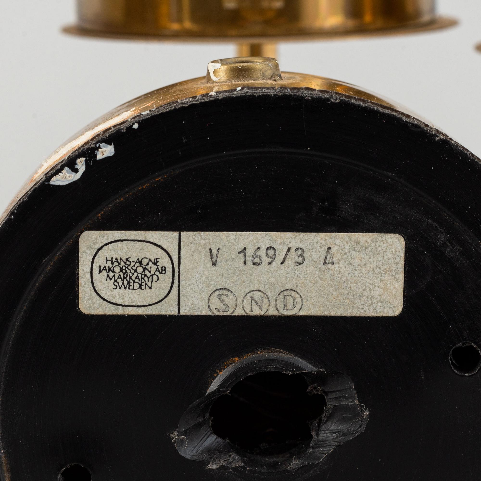 Hans-Agne Jakobsson, vägglampor, ett par, "Sonata" Markaryd 1900-talets senare del.