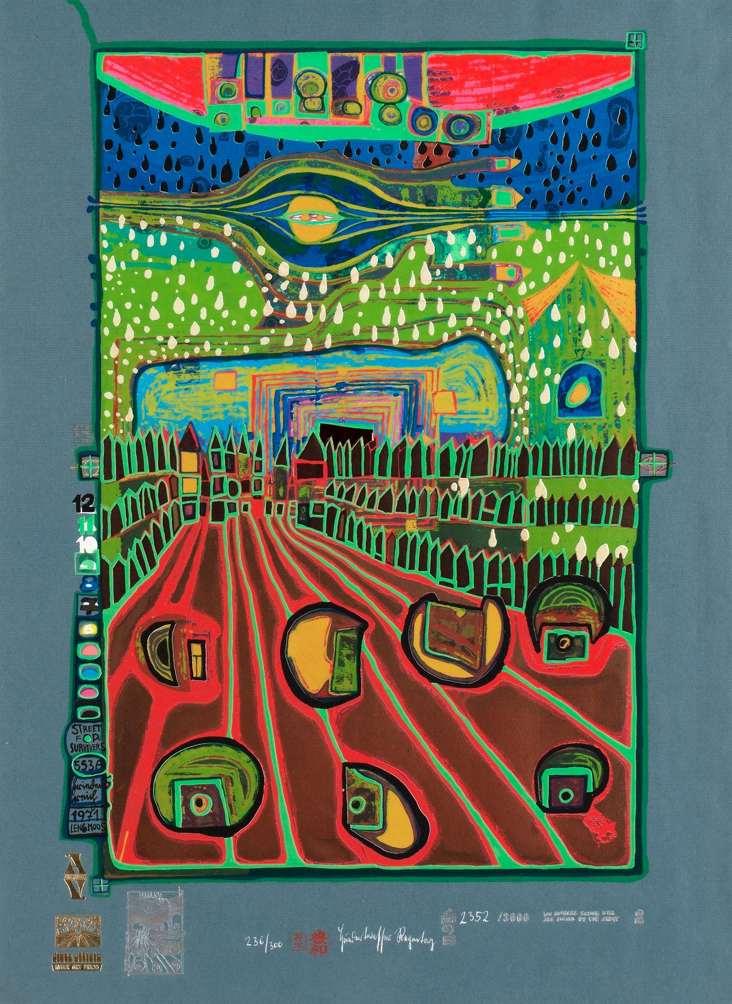 Friedensreich Hundertwasser, "Look at it on a rainy day (The Regentag Portfolio)".