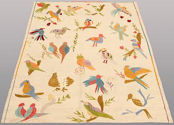 A carpet, embroided flat weave, ca 171 x 131 cm.