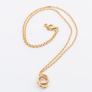 CARTIER NECKLACE LOVE NECKLACE  18K gold and briliant-cut diamonds 0,22 ct, original box and certificate.