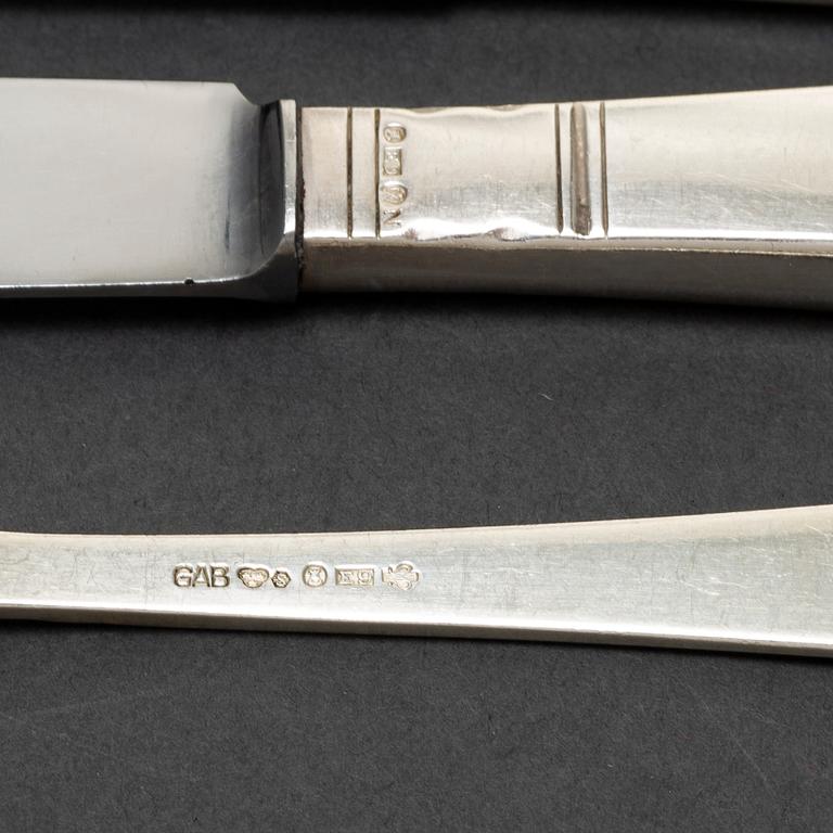 JACOB ÄNGMAN, 78 psc silver cutlery 'Rosenholm', GAB Stockholm.