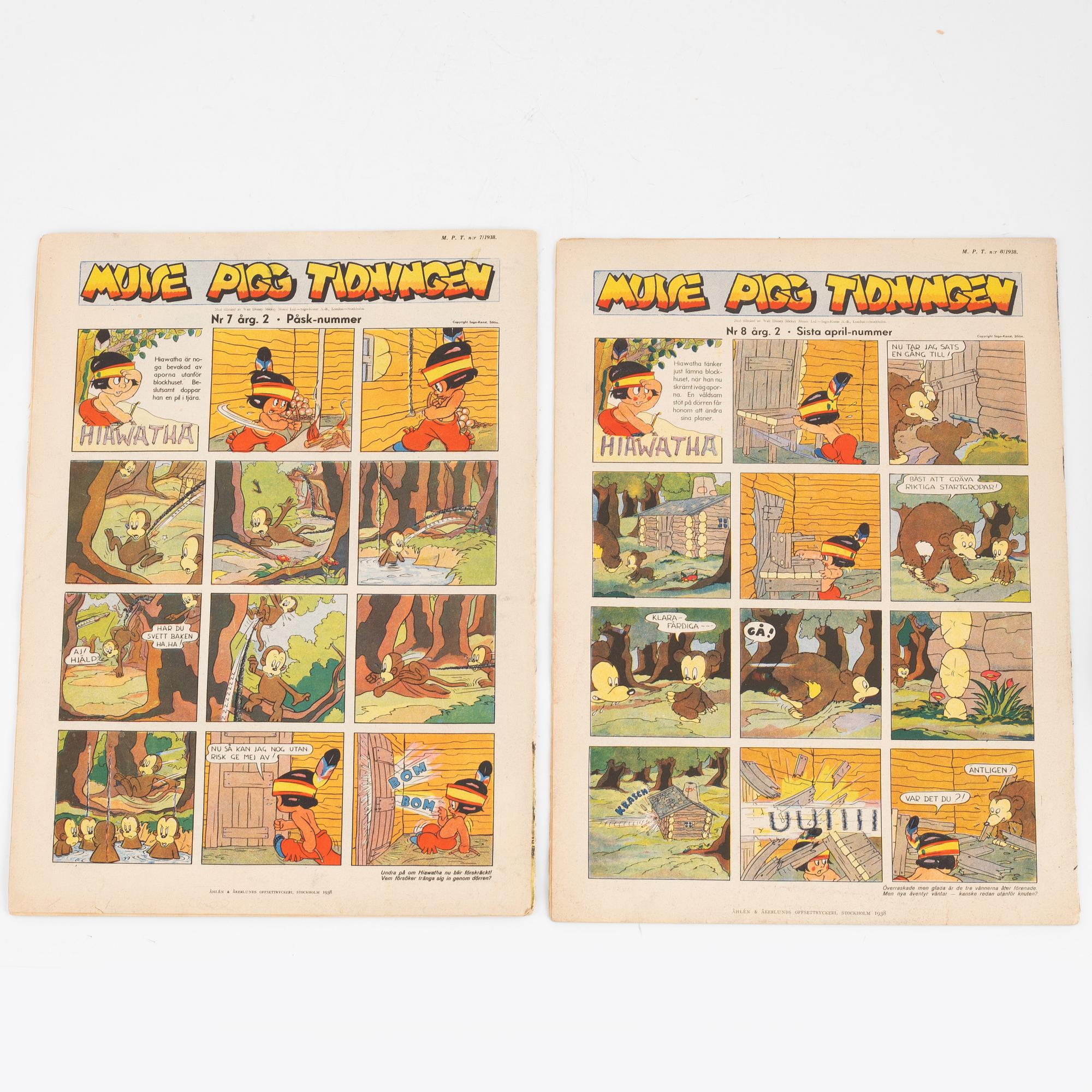 Serietidningar, "Musse Pigg Tidningen", 22 st, 1937-1938.