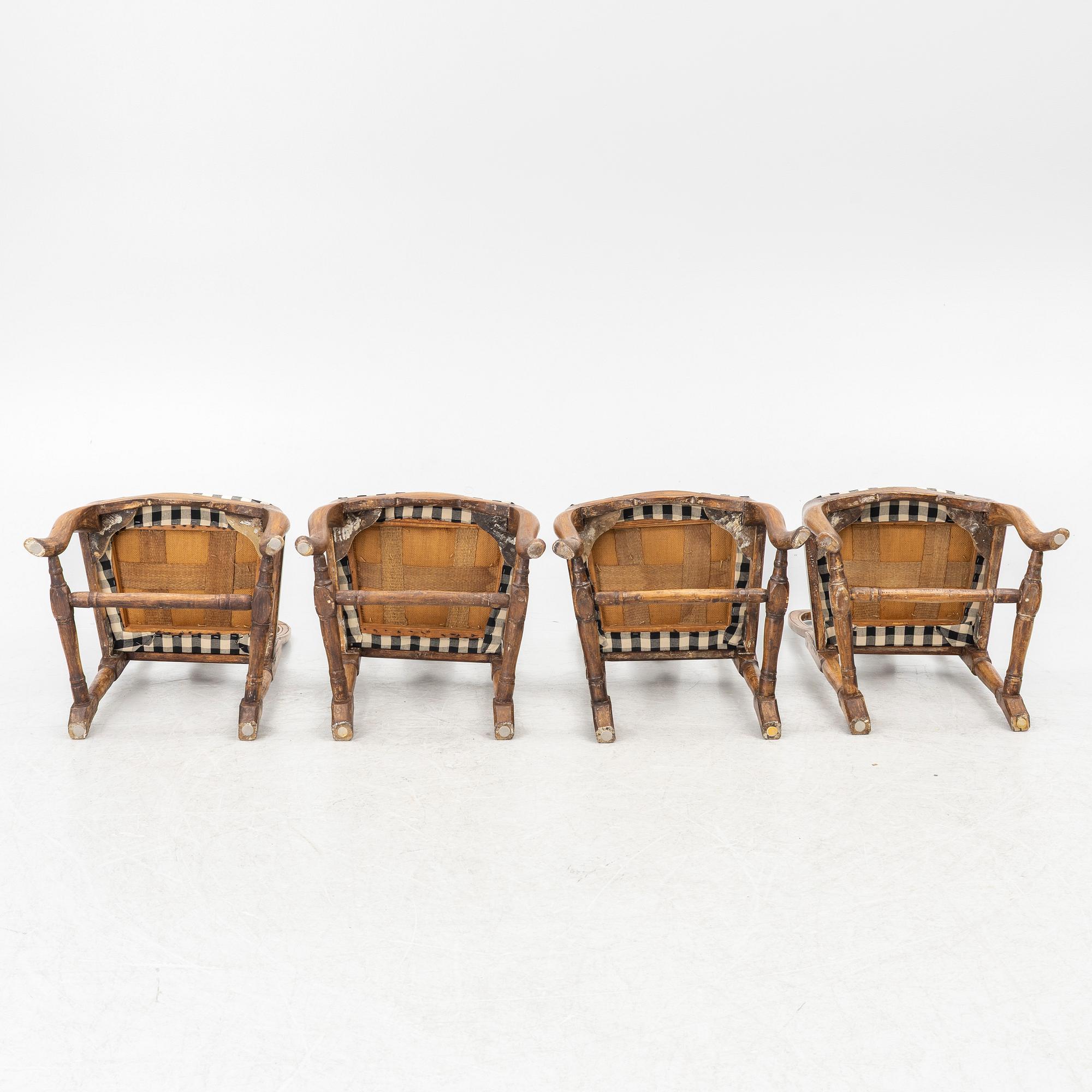 Chairs, 4 pcs, late Baroque, 18th century.