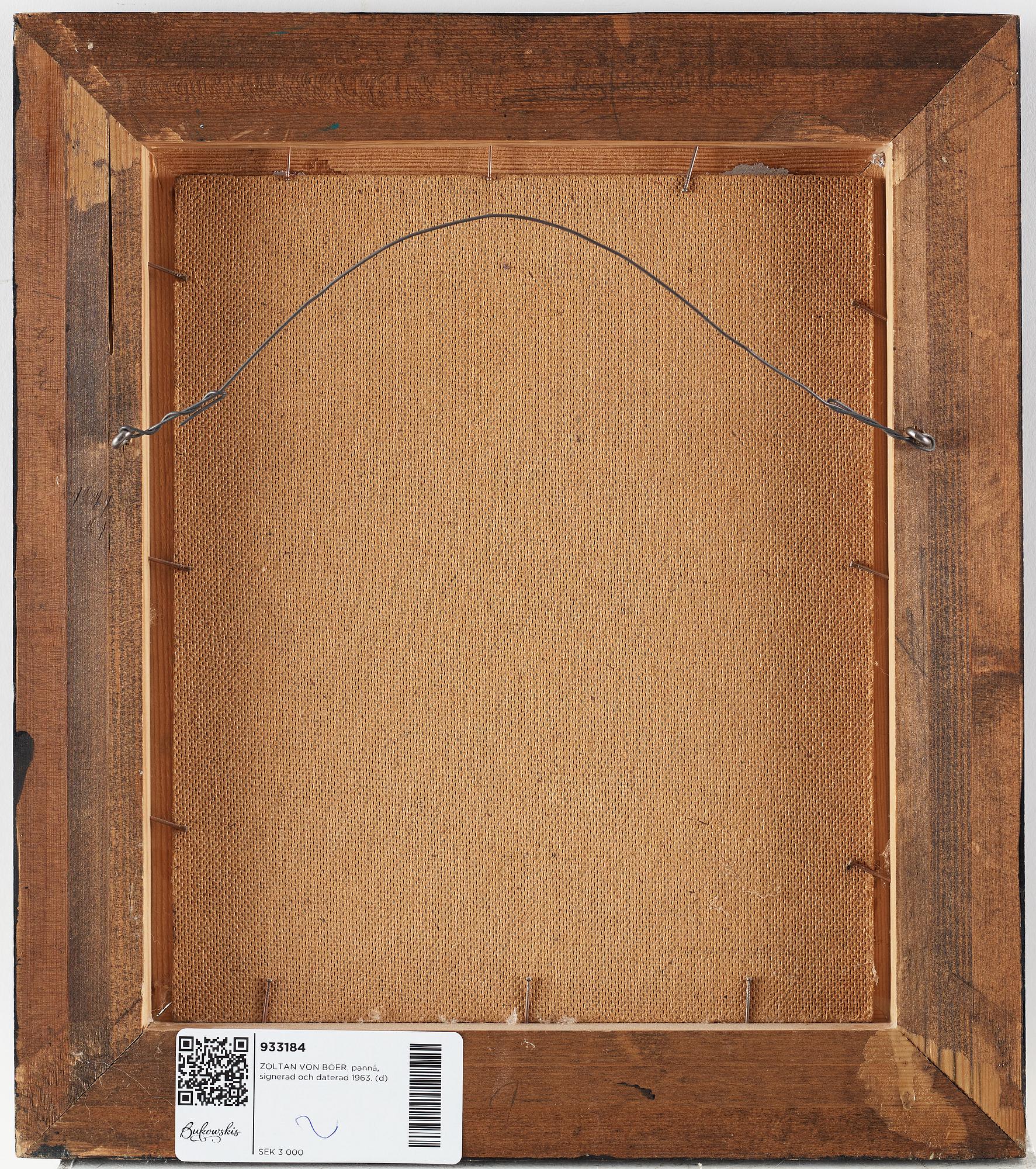 ZOLTAN VON BOER, pannå, signerad och daterad 1963.