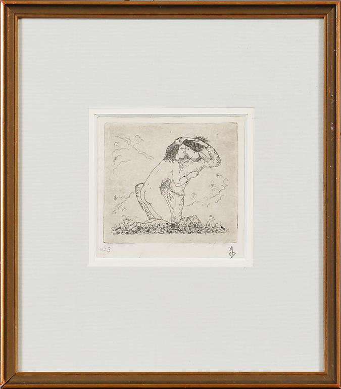 GERHARD HENNING, 8 st, etsningar, teckning samt mezzotint.