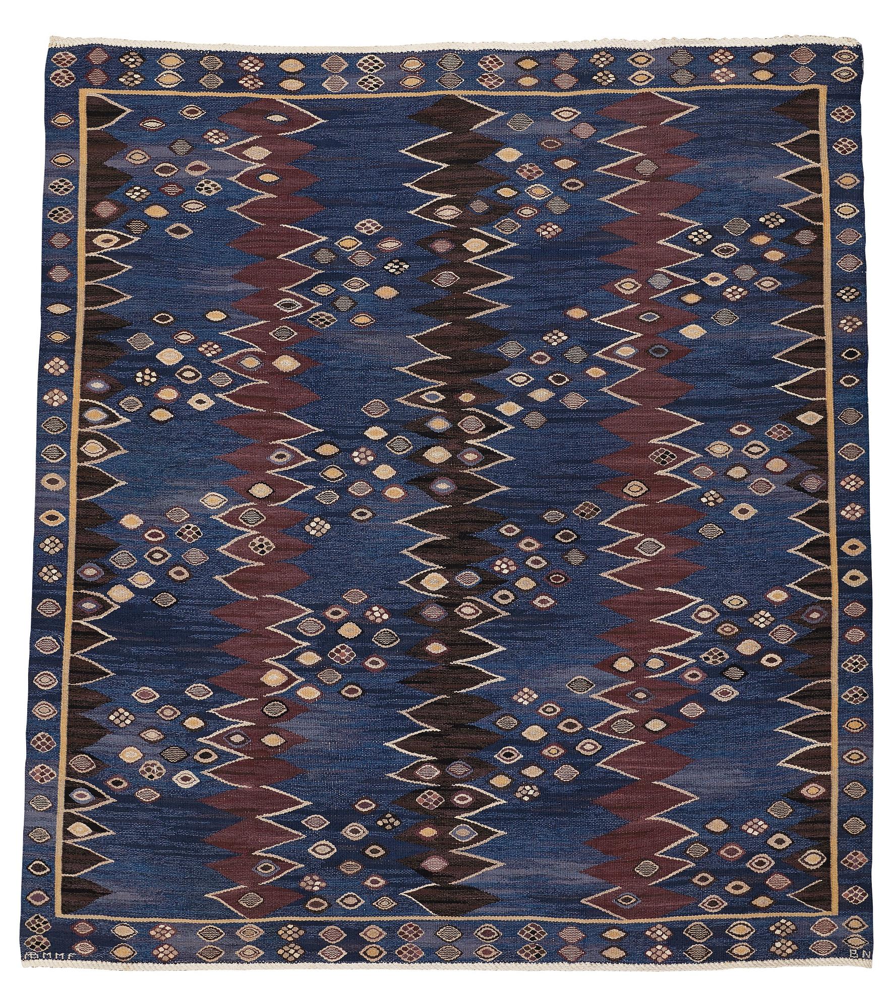 Barbro Nilsson, MATTA, "Snäckorna", gobelängteknik, ca 267-268 x 234,5-246,5 cm, signerad AB MMF BN.