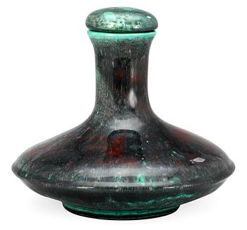A Hans Hedberg faience bottle with stopper, Biot, France.
