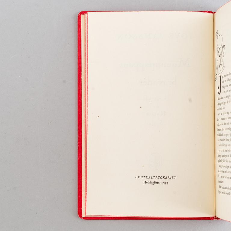 Tove Jansson, bok, "Muminpappans bravader", första upplagan, 1950, egenhändigt signerad.