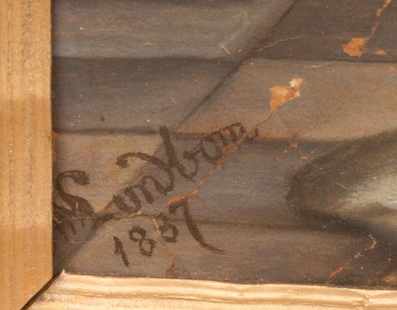 OKÄND KONSTNÄR, signerad Lundbohm daterad 1887, olja på papper på duk.