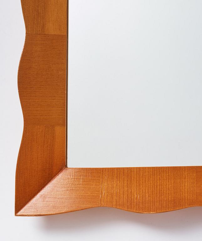 Swedish Modern, an elm framed mirror, Fröseke, 1940s-1950s.