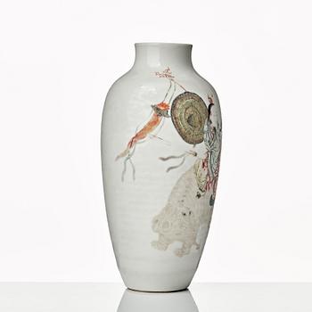 A famille rose vase, presumably Republic with Qianlong mark.