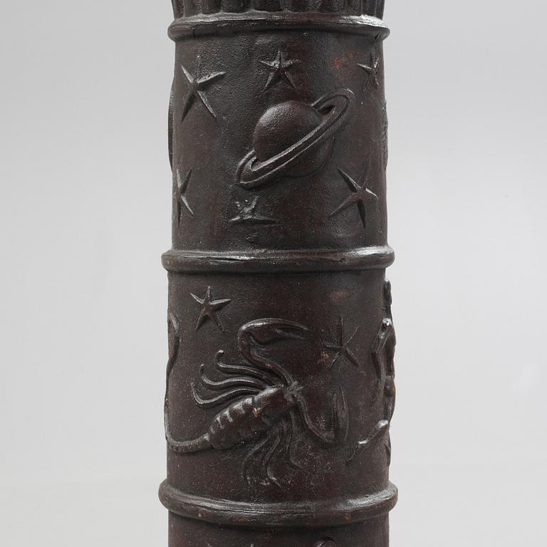 A Johannes Dahl cast iron column with sundial, by Näfveqvarns Bruk, Sweden.