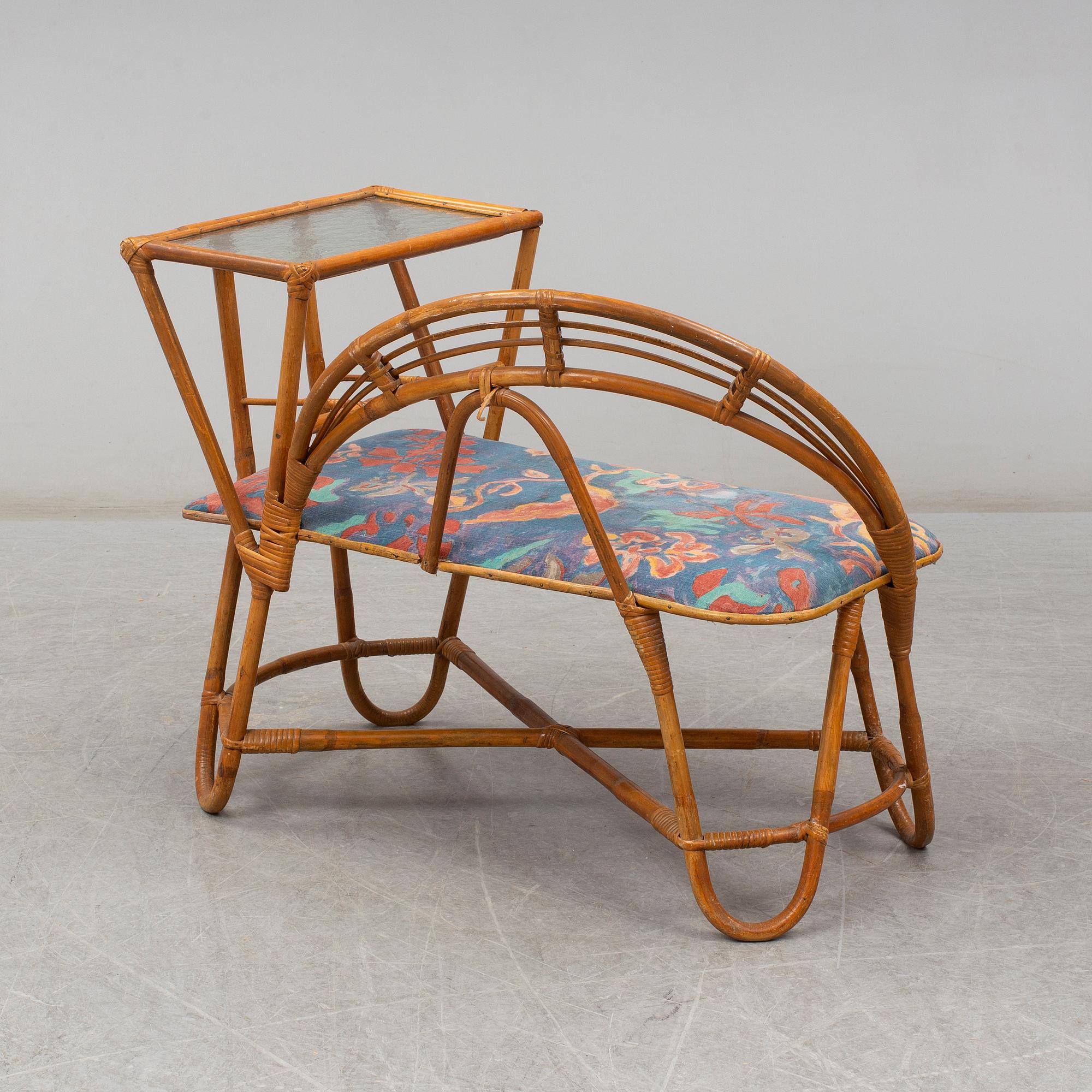 SOFFA med BORD, bambu, 1900-talets mitt.