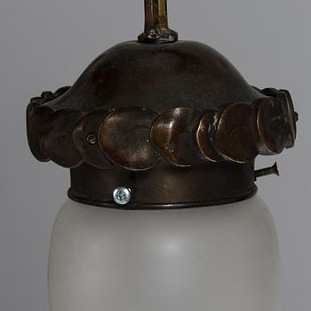 A Jugend style patinated bronze pendant ceiling light from the early 1900s, Böhlmarks, Sweden.